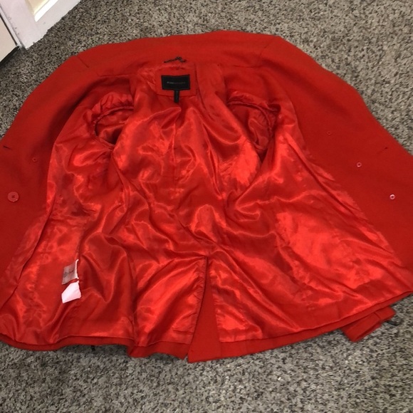 BCBGMAXAZRIA Peacoat Pea Coat Size Large Orange Red Wool Blend - Picture 6 of 13